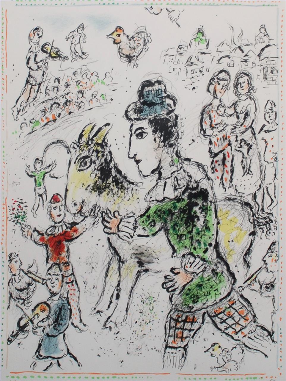 Clown à la chèvre jaune contemporain Marc Chagall Peintures à l'huile